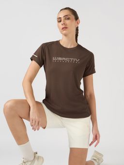 Technosport - Brown Women's Printed Regular Fit Round Neck Sports T-Shirt