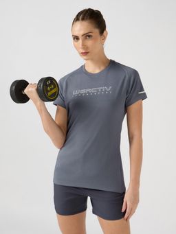 Technosport - Blue Women's Printed Regular Fit Round Neck Sports T-Shirt