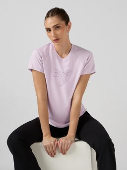 Technosport - Purple Women's Printed Slim Fit Round Neck Sports T-Shirt