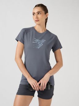 Technosport - Blue Women's Printed Slim Fit Round Neck Sports T-Shirt