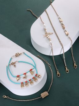 Zaveri Pearls - Set of 6 Gold Tone Contemporary Stack Bracelets-ZPFK15098