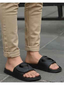 Bewakoof - Official DC Mens Black Superman Shadow Printed Velcro Sliders