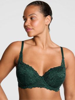 Victoria's Secret - Pink Wink Green Self Design Push Up Bra