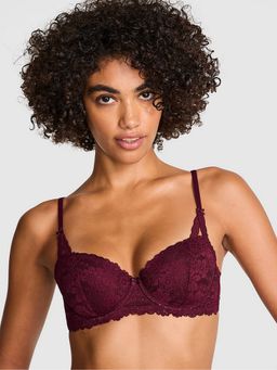 Victoria's Secret - Pink Wink Maroon Self Design Demi Bra