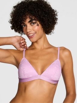 Victoria's Secret - Pink Wink Purple Self Design Push Up Bra (M DD)