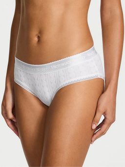 Victoria's Secret - Cotton Logo Heart Pointelle White Hiphugger Panty