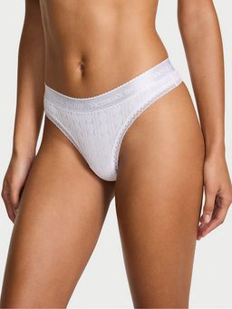 Victoria's Secret - Cotton Logo Heart Pointelle White Thong Panty