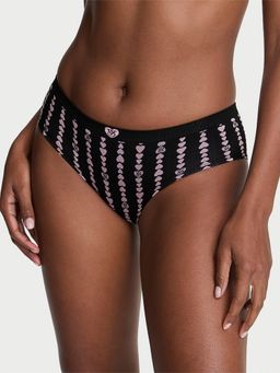 Victoria's Secret - Seamless Heart Stripe Black Hiphugger Panty (XS)