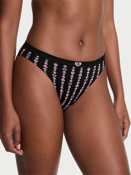 Victoria's Secret - Seamless Heart Stripe Black Bikini Panty