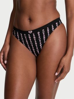 Victoria's Secret - Seamless Heart Stripe Black Thong Panty