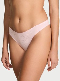 Victoria's Secret - Pink Stretch Cotton Sparkle High-Leg Scoop Thong Panty
