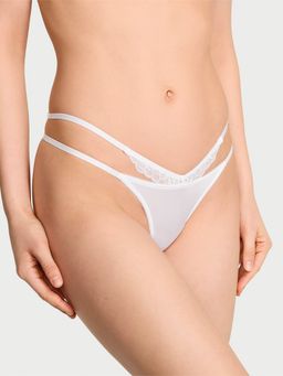 Victoria's Secret - White Very Sexy Rose Lace-Trim Strappy Cut-Out V-String Panty