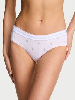 Victoria's Secret - Logo Cotton Embroidered White Hiphugger Panty