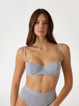 Guess - Grey Modal Solid Women Balconette Bra