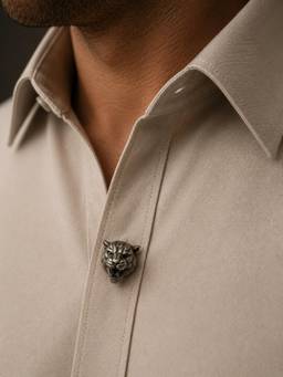 Miora - Silver Roaring Tiger Button