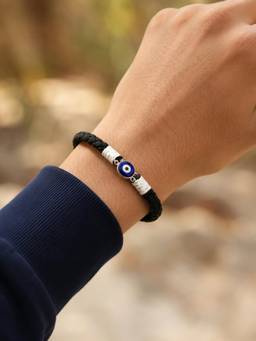 Tann Trim - Black Suede Evil Eye Vegan Leather Bracelet Band
