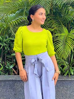 Uptownie - Women Crepe Solid Top - Green