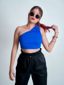 Uptownie - Riya Jain's One Shoulder Top with Gathered Sides