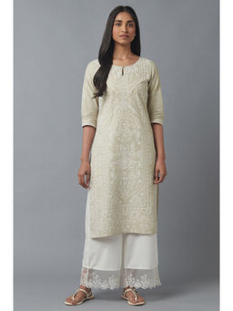 WISHFUL by W - Grey Floral Kurta