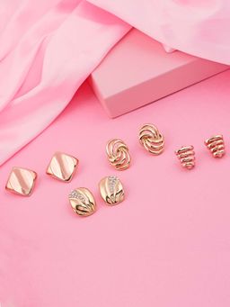 Estele - Gold Plated Geometric Design Earrings Combo for Women