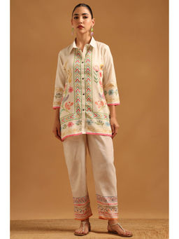 Soch - Womens Off White Linen Digital Printed Botanical Co-Ord Set
