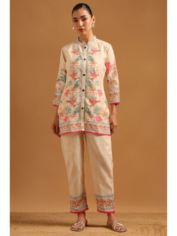 Soch - Womens Off White Linen Blend Digital Print Botanical Co-Ord Set