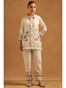 Soch - Womens Off White Linen Digital Printed Botanical Co-Ord Set