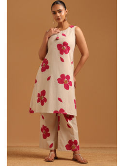Soch - Womens Magenta Cotton Printed Floral Machine Woven Co-Ord Set