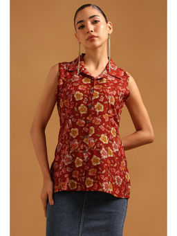 Soch - Womens Maroon Desert Storm Printed Botanical Tunic