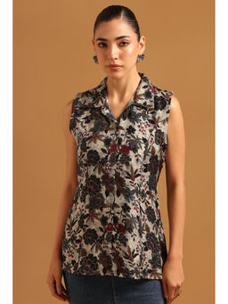Soch - Womens Blue Desert Storm Screen Printed Botanical Tunic