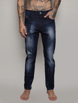 Campus Sutra - Mens Dark Wash Distressed Denim Jeans