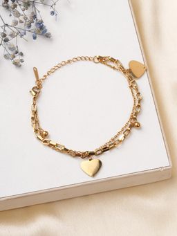 Palmonas - Women Gold Heart Charm Layer Bracelet