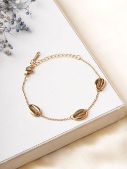 Palmonas - Women Gold Triple Cowrie Charm Bracelet
