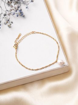 Palmonas - Women White Pearl Accent Chain Bracelet