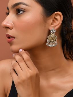 Silvermerc Designs - Women Silver and Gold Tone Chandbali Earrings