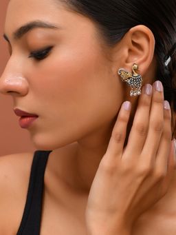 Silvermerc Designs - Women Silver and Gold Tone Ethnic Dangler Earrings