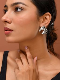 Silvermerc Designs - Women Silver Plated Animal Shaped Stud Earrings