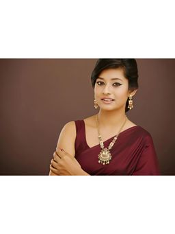 SOLLIGHT - Women Gold Plated Multi-Color Zirconia Studded Long Jewellery Set