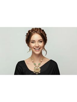 SOLLIGHT - Women Gold Plated Traditional Multi-Color Zirconia Studded Long Jewellery Set