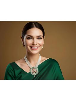 SOLLIGHT - Women Multi-Color Pearl Bead and Zirconia Long Jewellery Set