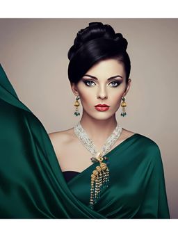 SOLLIGHT - Women Gold Plated Zirconia and Pearl Peacock Jewellery Set