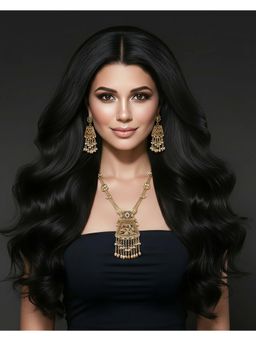 SOLLIGHT - Women Gold Plated Multi-Color Zirconia Stone Studded Long Jewellery Set