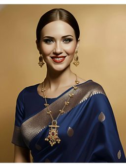 SOLLIGHT - Women Gold Plated Multi-Color Zirconia Studded Rajwadi Jewellery Set