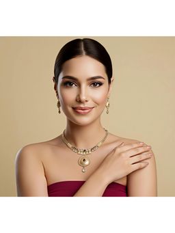 SOLLIGHT - Women Gold Plated Multi-Color Zirconia Stone Studded Jewellery Set