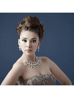 SOLLIGHT - Women White Zirconia and Pearl-Beads Jewellery Set