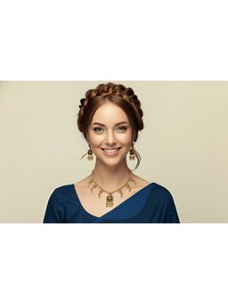 SOLLIGHT - Women Gold Plated Multi-Color Zirconia Studded Rajwadi Jewellery Set