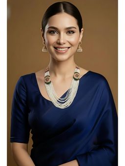 SOLLIGHT - Women Gold Plated Multi-Color Zirconia Studded Pearl Jewellery Set