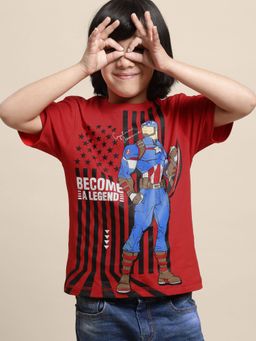 Kidsville - Kids Boys Captain America Red Printed T-Shirt