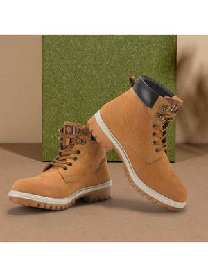 Buy WOODLAND Snaype Tan High Top Casual Boots (Brown, EU 39)