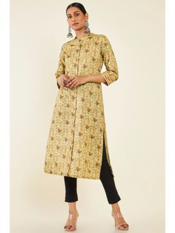Soch - Women Beige Rayon Printed Kurta